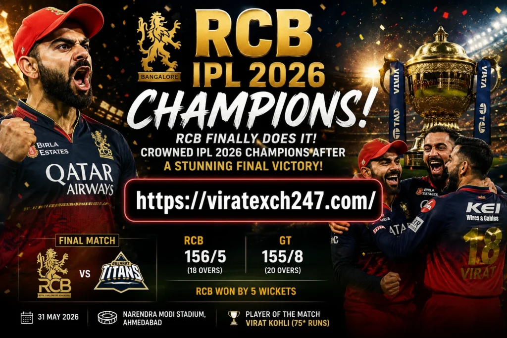 RCB Finally Does It! IPL 2026 Champions After Stunning Final Victory Over GT